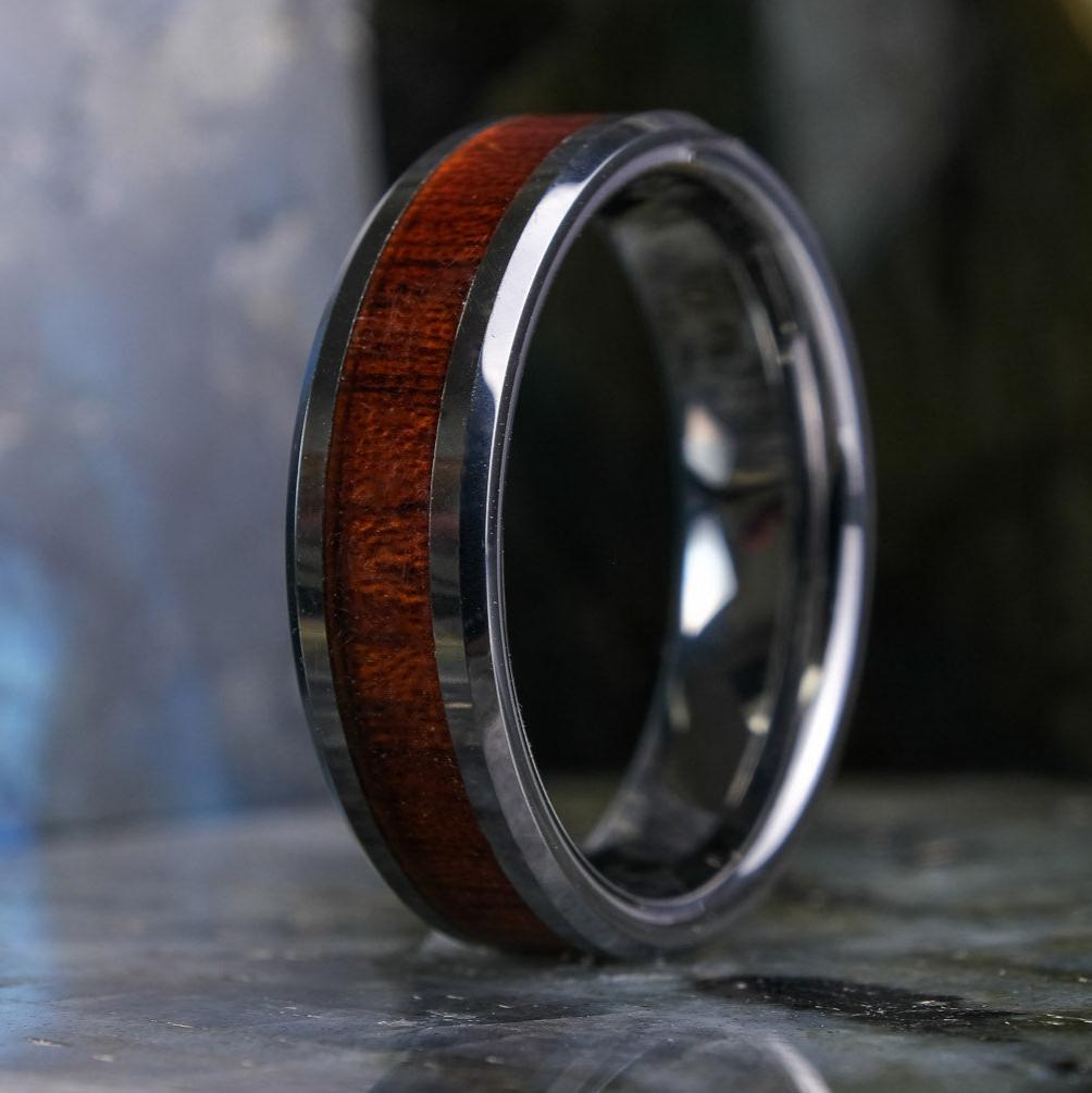 Koa Wood Silver Band 6mm – Metal Crafted Jewelry