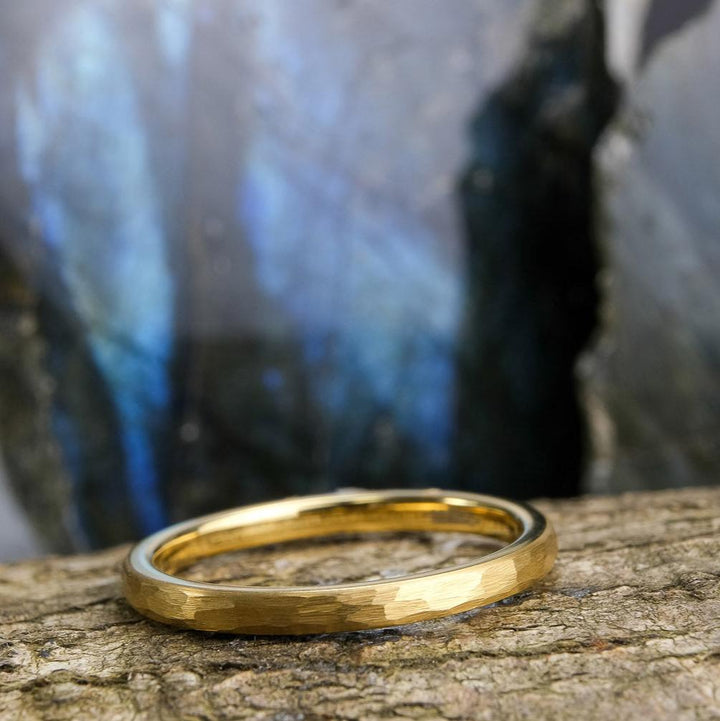 Yellow Gold Hammered Band - 2mm
