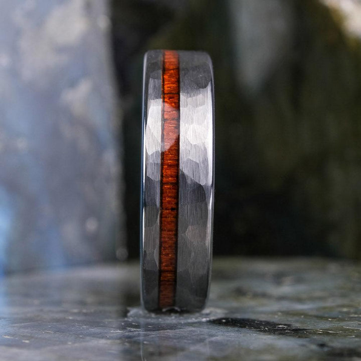 Koa Wood Stripe / Hammered Silver - 6mm