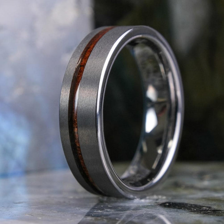 Koa Wood Stripe / Brushed Silver - 6mm