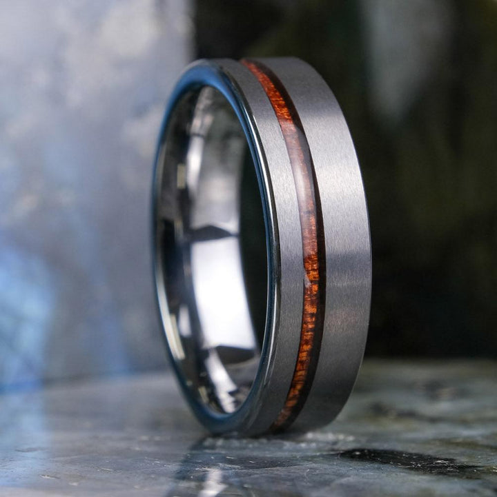 Koa Wood Stripe / Brushed Silver - 6mm