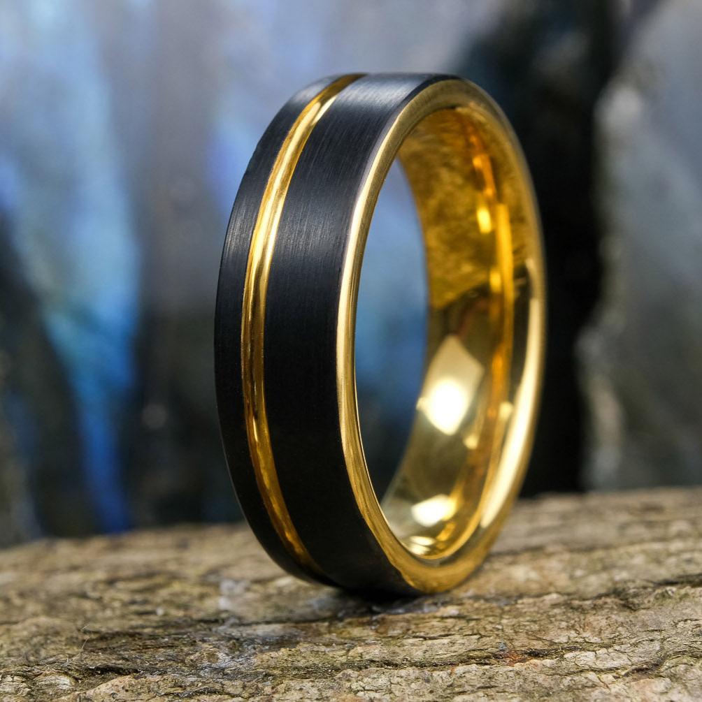 Yellow Gold Ring, Brushed, Men's Tungsten Band, Unisex Ring, Gold Wedding Band, Tungsten sold Wedding Ring, 6mm Men's Wedding Band, Promise Ring