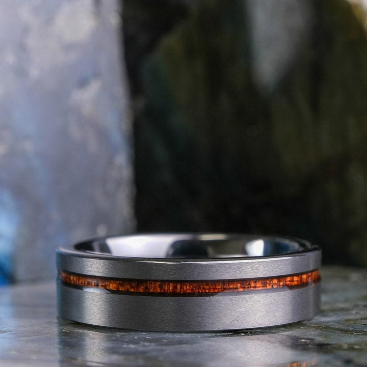 Koa Wood Stripe / Brushed Silver - 6mm