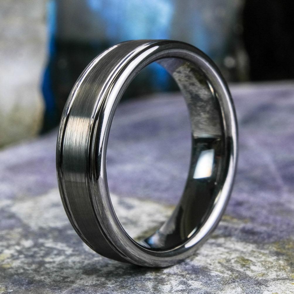 Gents online Heavy Sterling Silver Brushed/Polished Band Ring.