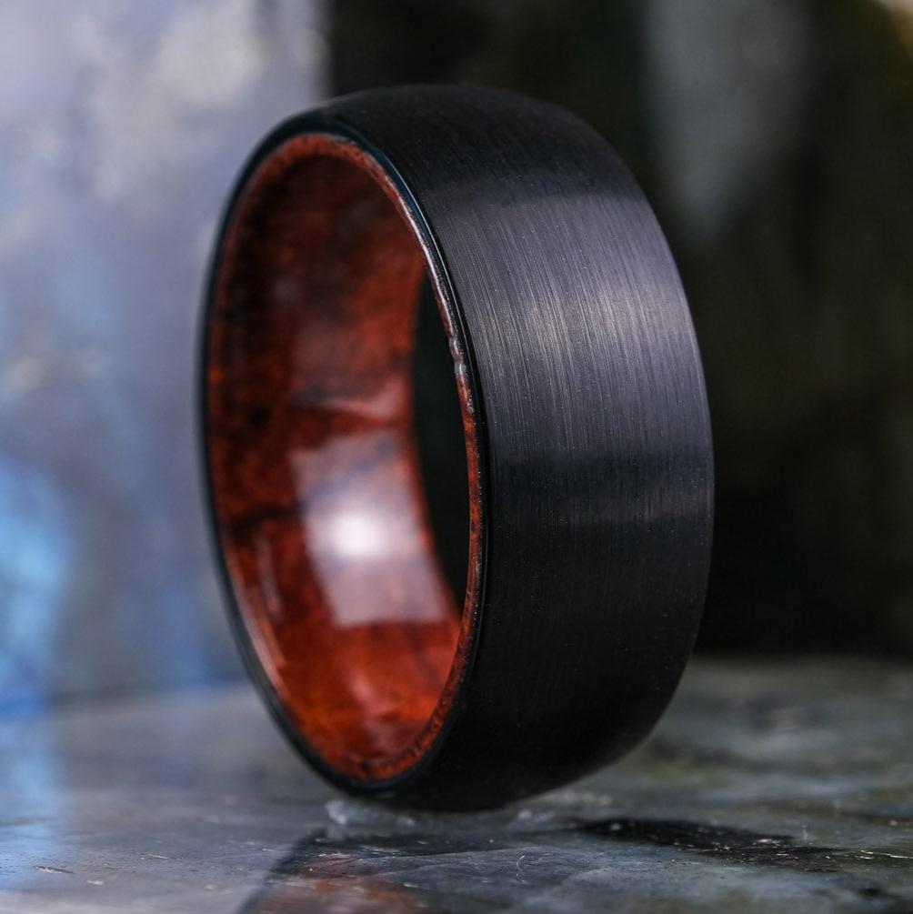 Brushed Black Band/ Koa Wood Interior - 8mm