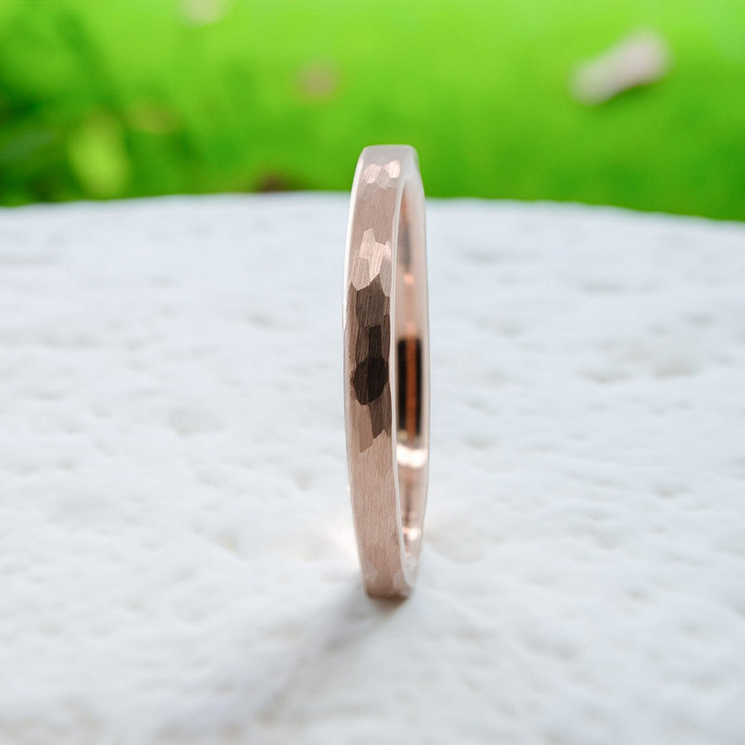 Rose Gold Hammered Band - 2mm