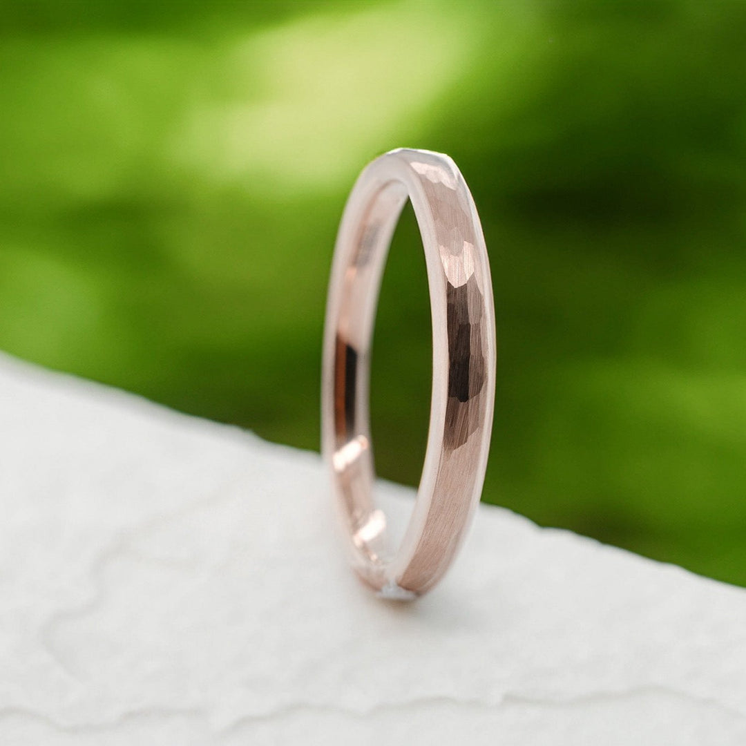 Rose Gold Hammered Band - 2mm