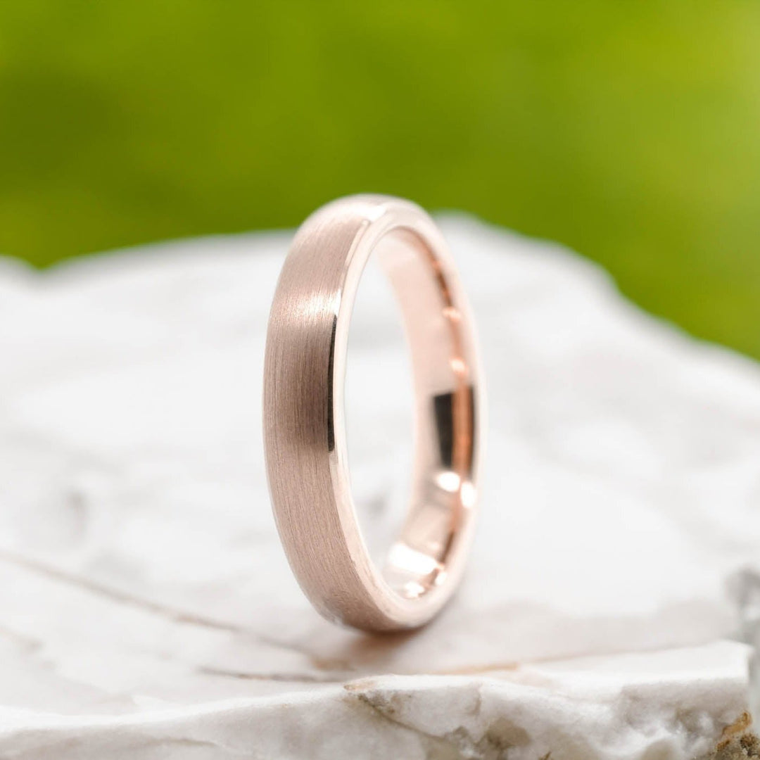 Classic Brushed Rose Gold Tungsten Carbide Unisex Band - 4mm