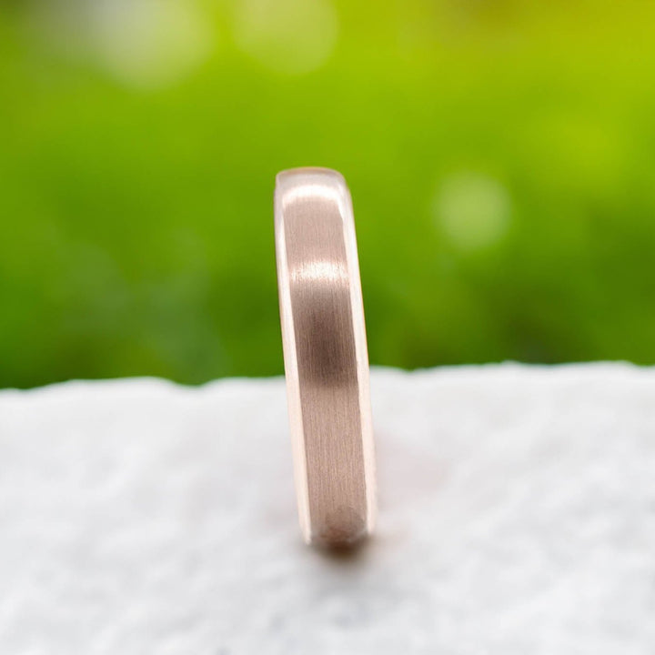 Classic Brushed Rose Gold Tungsten Carbide Unisex Band - 4mm