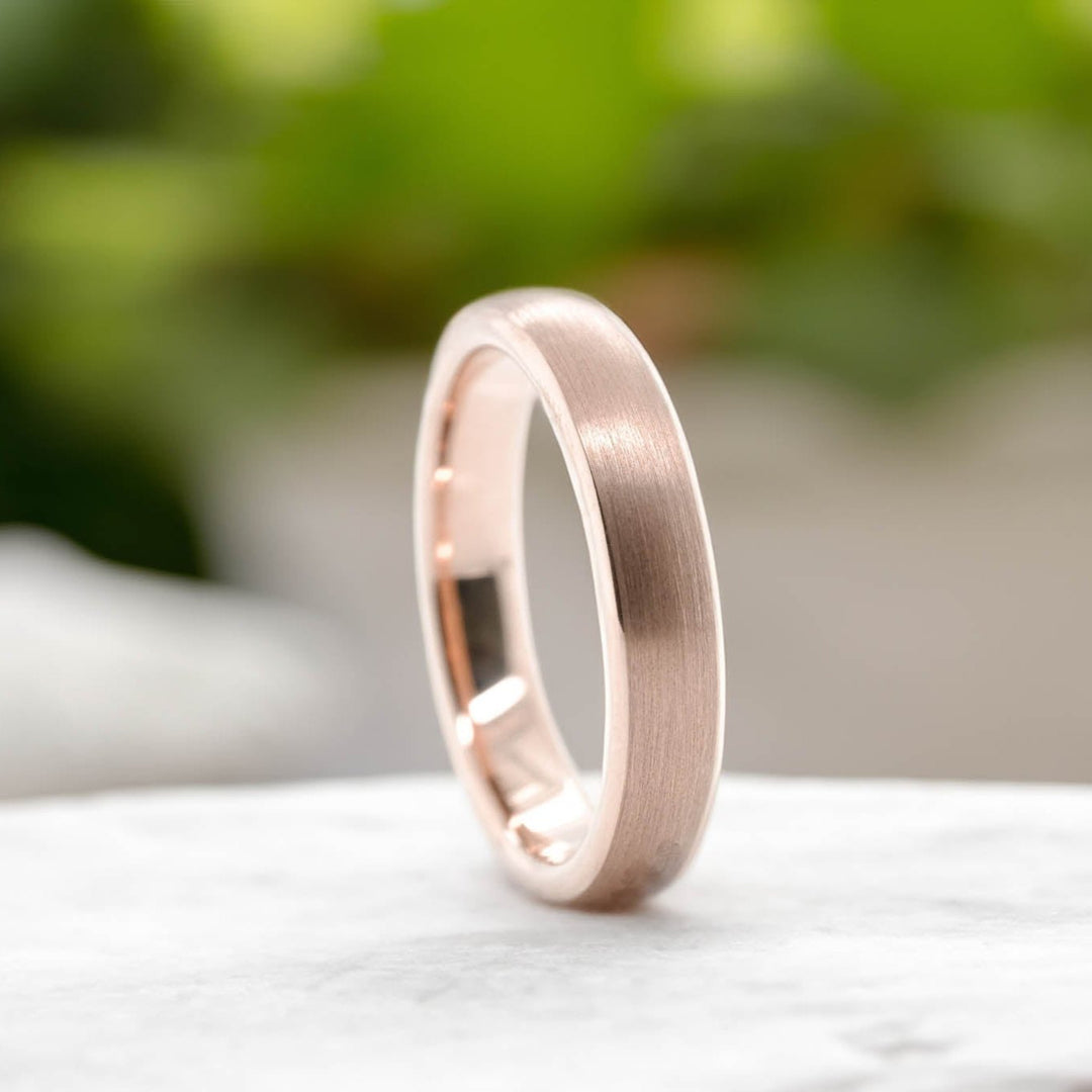 Classic Brushed Rose Gold Tungsten Carbide Unisex Band - 4mm