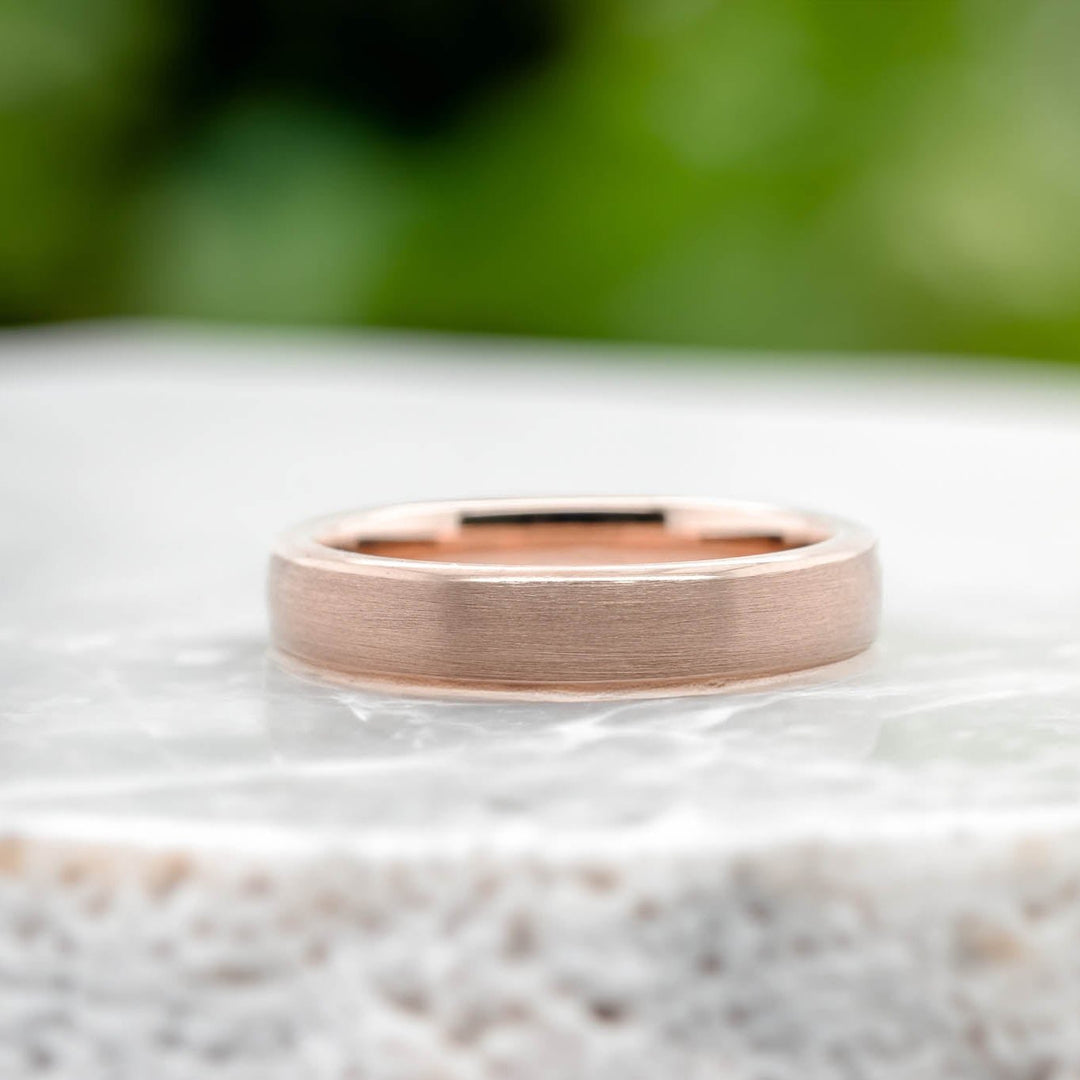 Classic Brushed Rose Gold Tungsten Carbide Unisex Band - 4mm