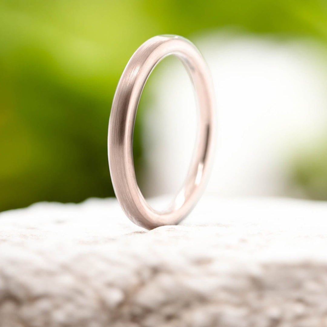 Classic Brushed Rose Gold Tungsten Carbide Unisex Band - 2mm