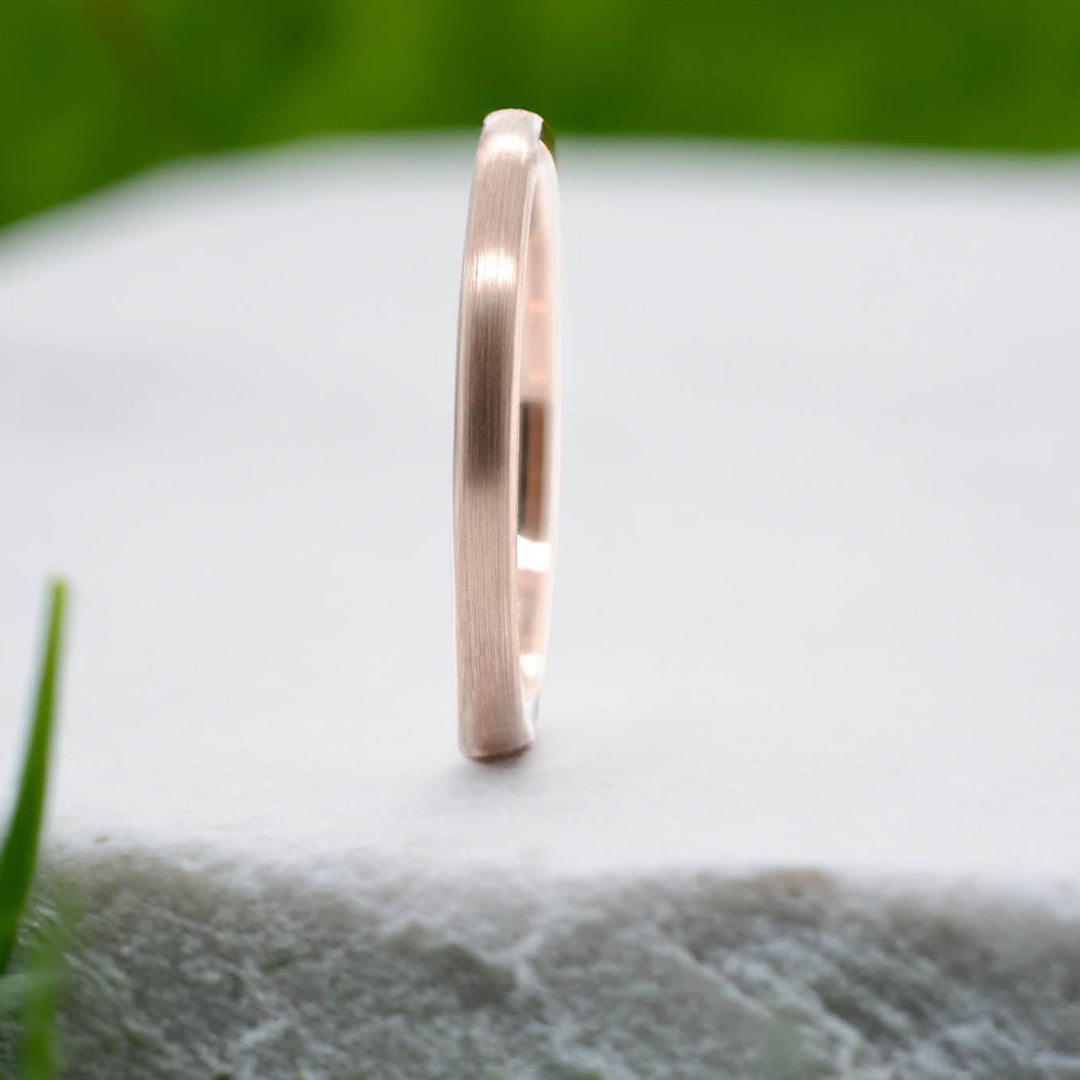 Classic Brushed Rose Gold Tungsten Carbide Unisex Band - 2mm