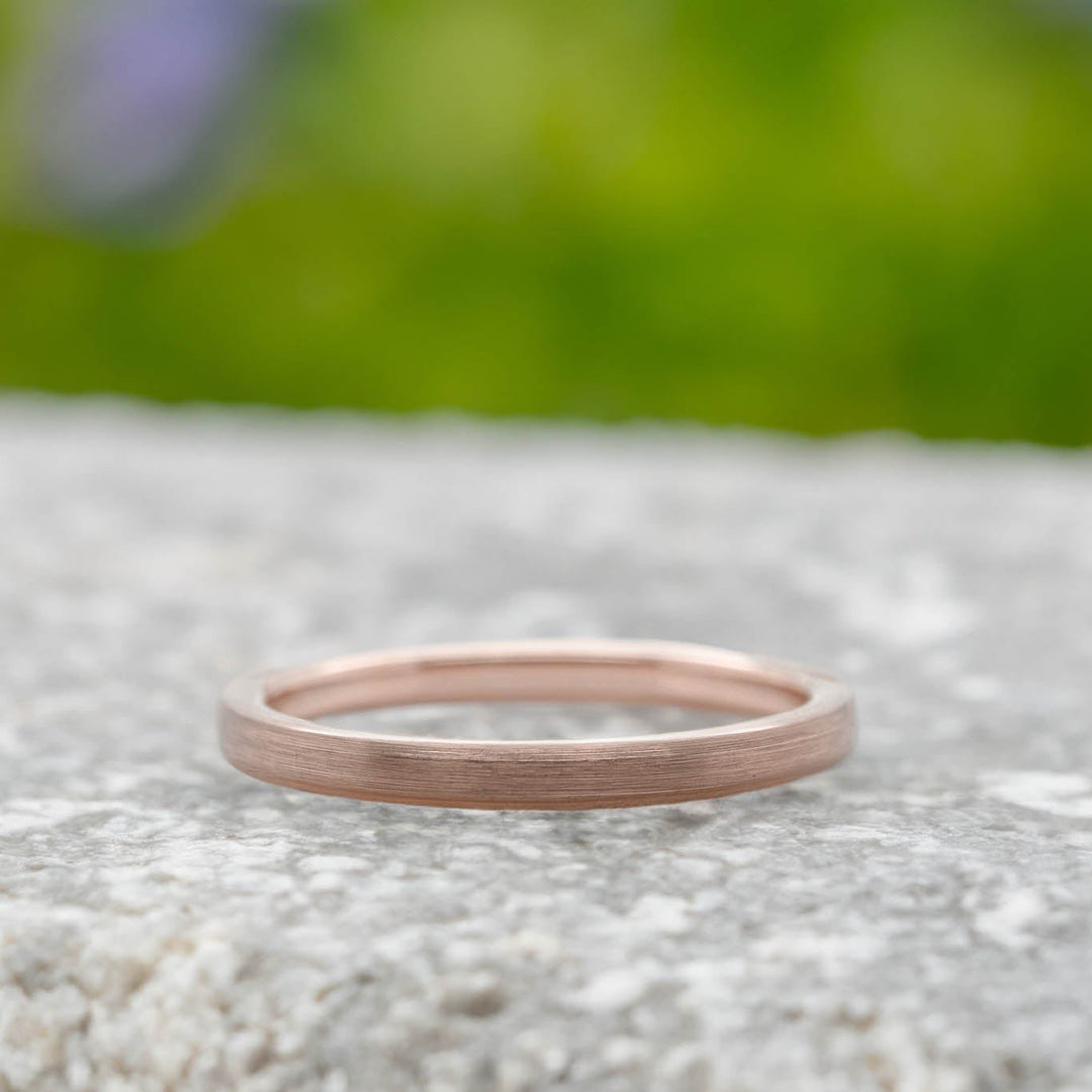 Classic Brushed Rose Gold Tungsten Carbide Unisex Band - 2mm