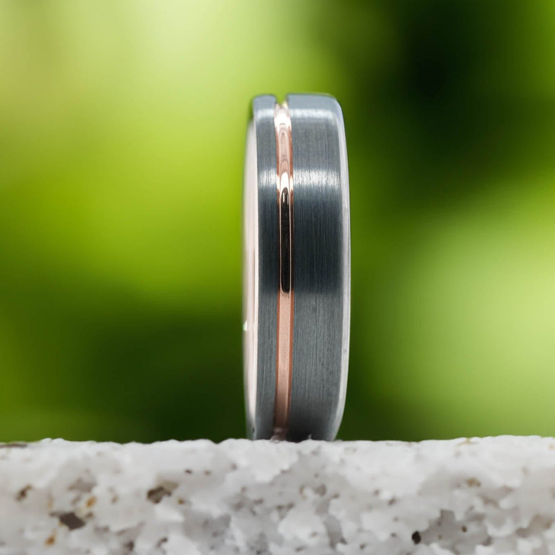 Silver Brushed / Rose Gold Stripe & Interior - 6mm