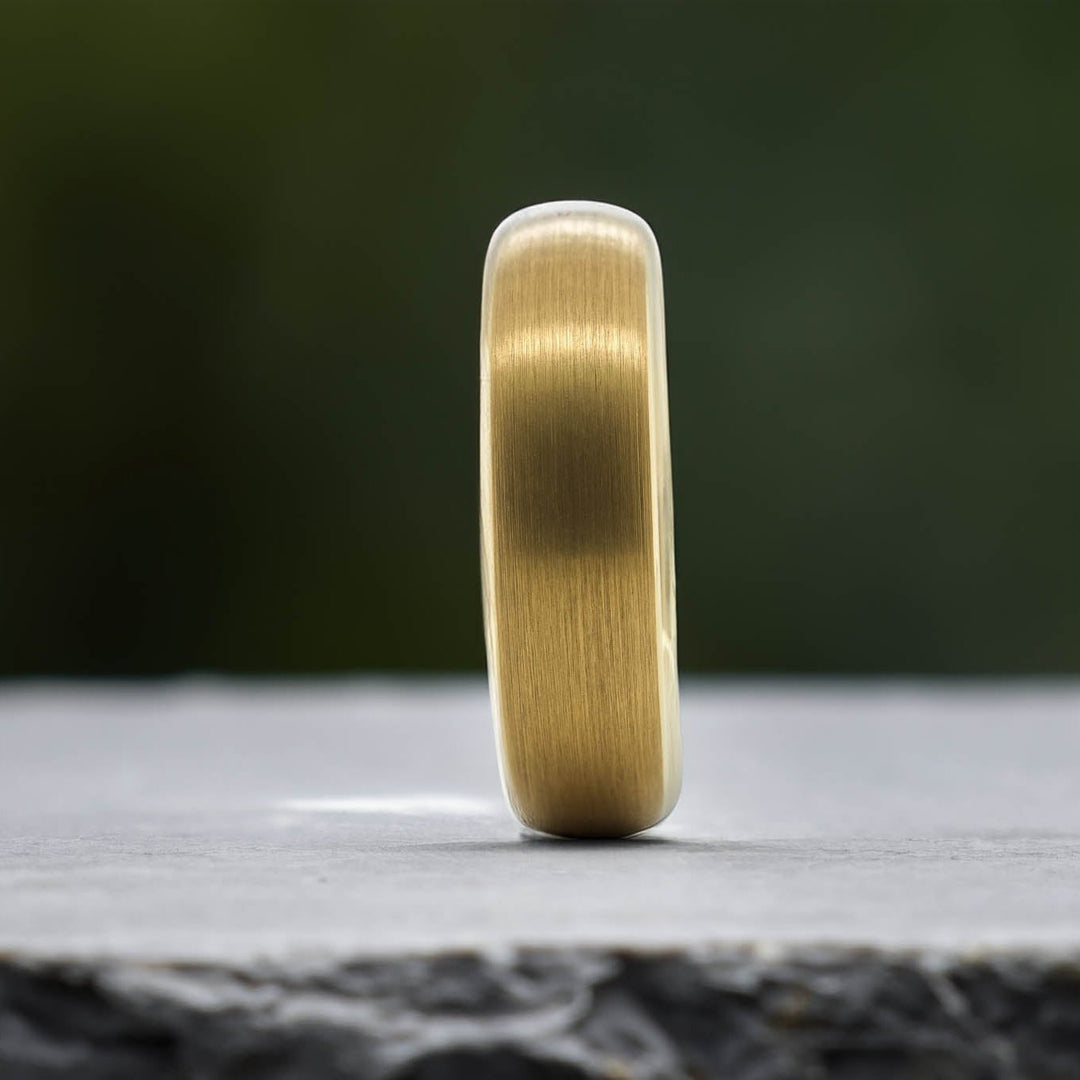 Classic Brushed Gold Tungsten Carbide Unisex Band - 6mm