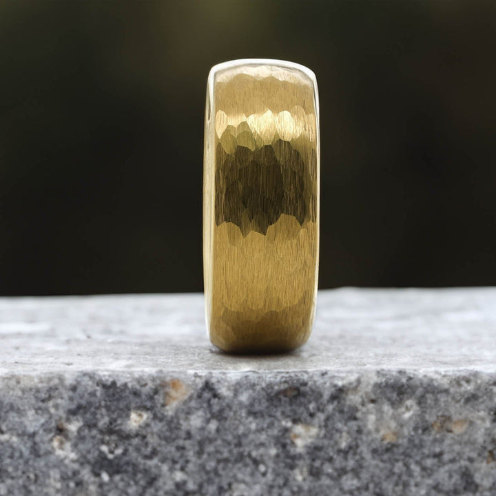 Yellow Gold Hammered Band - 8mm