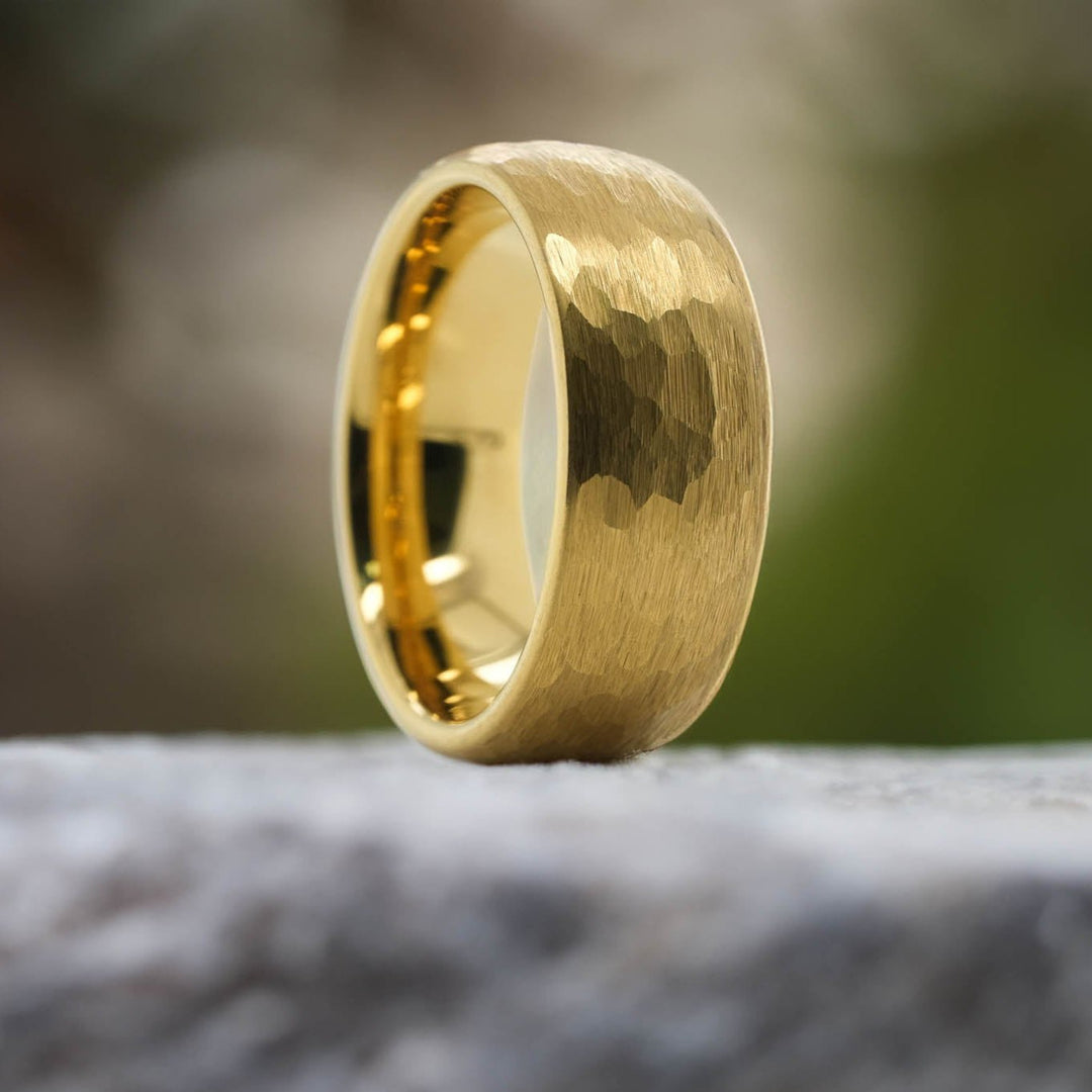 Yellow Gold Hammered Band - 8mm