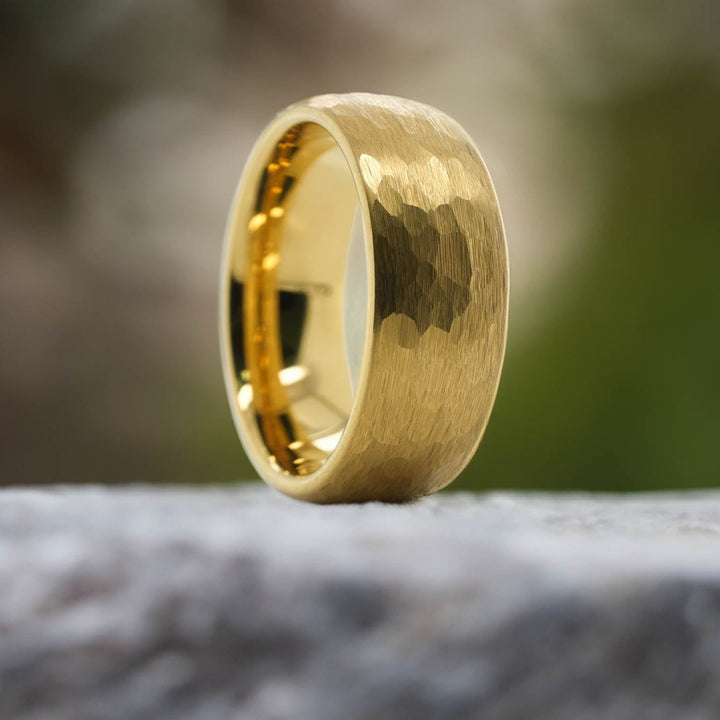 Yellow Gold Hammered Band - 8mm