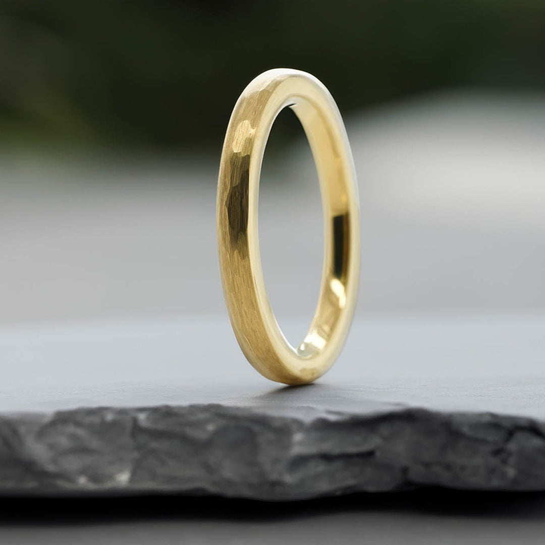 Yellow Gold Hammered Band - 2mm