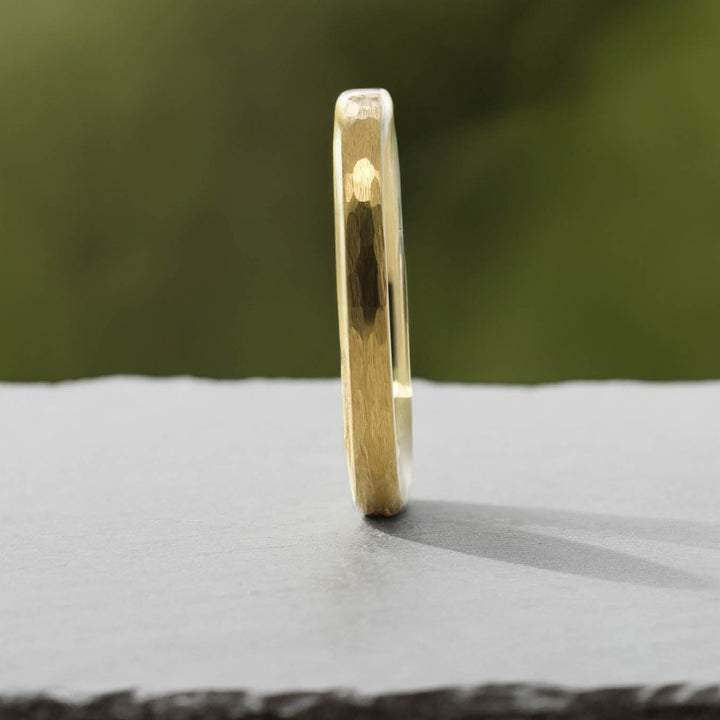 Yellow Gold Hammered Band - 2mm