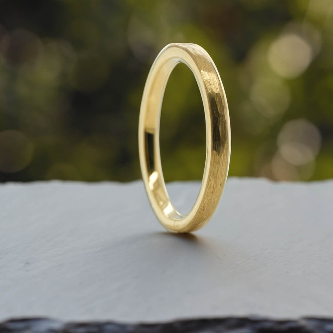 Yellow Gold Hammered Band - 2mm