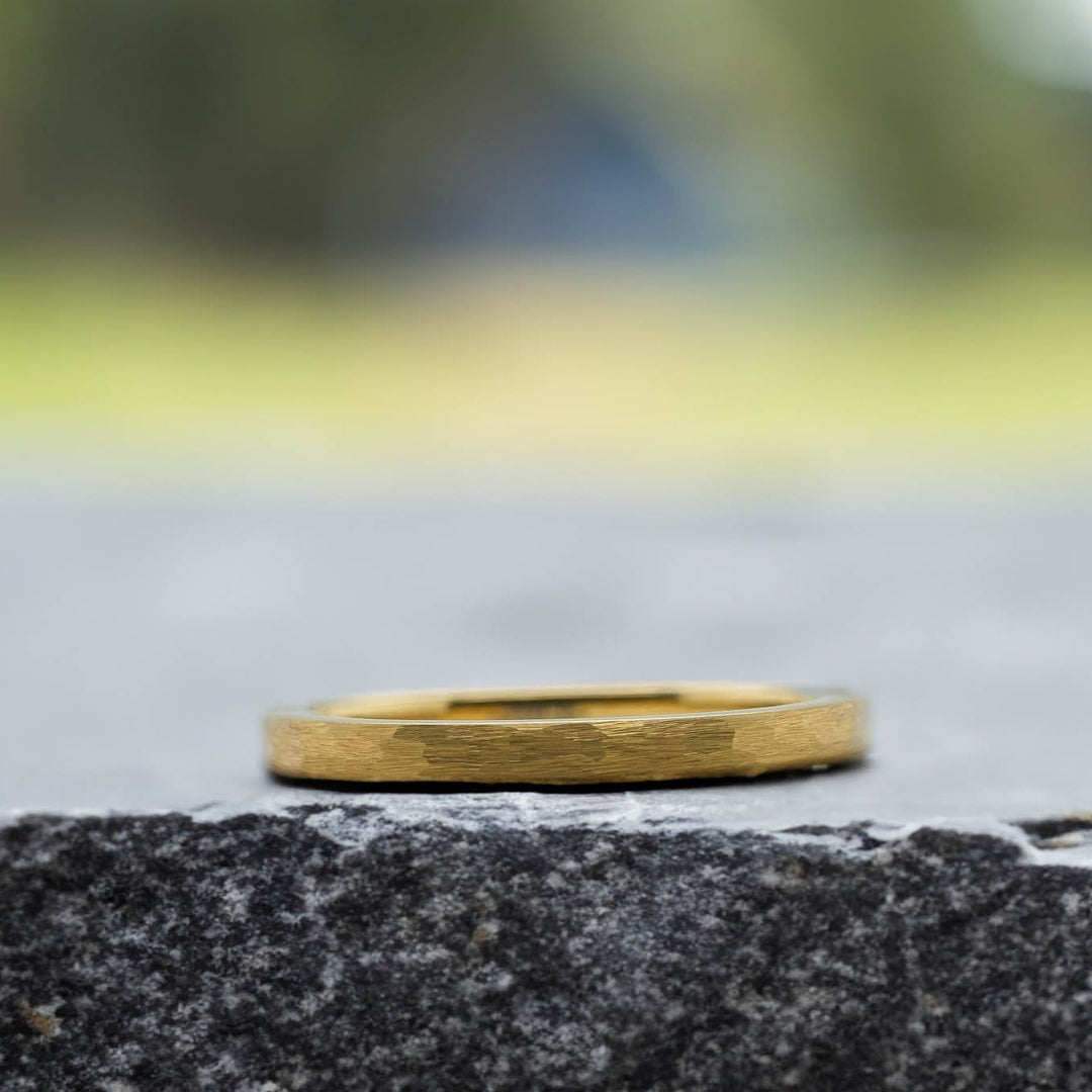 Yellow Gold Hammered Band - 2mm
