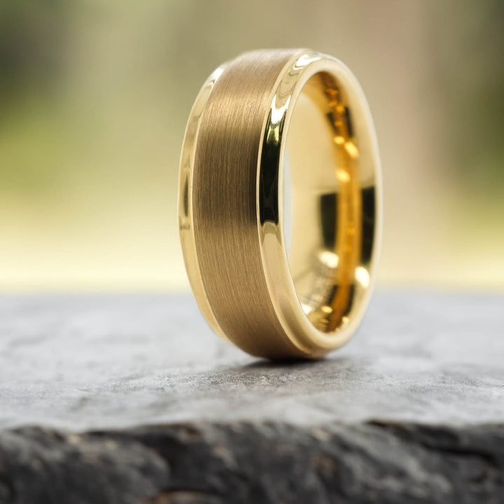 Yellow Gold Beveled Edge - 8mm