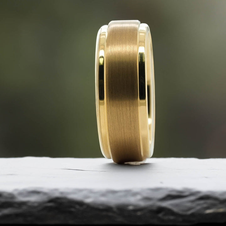 Yellow Gold Beveled Edge - 8mm