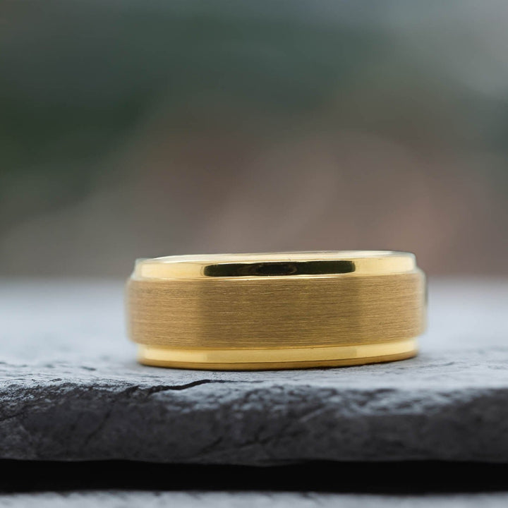 Yellow Gold Beveled Edge - 8mm