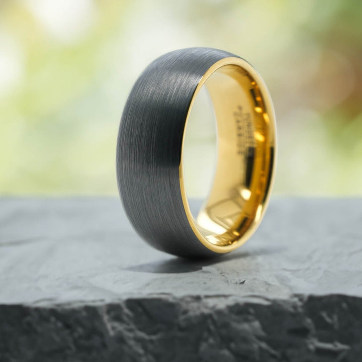Brushed Silver Band / Yellow Gold Interior - 8mm
