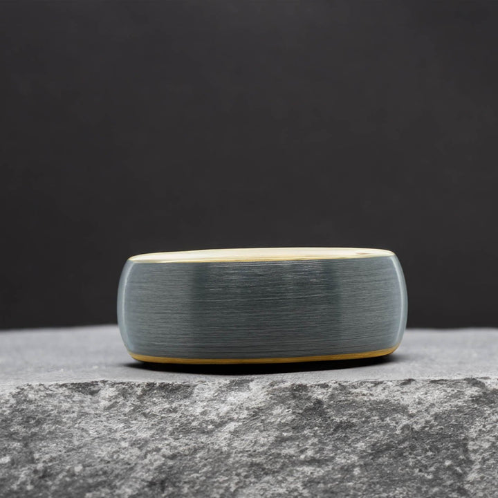 Brushed Silver Band / Yellow Gold Interior - 8mm