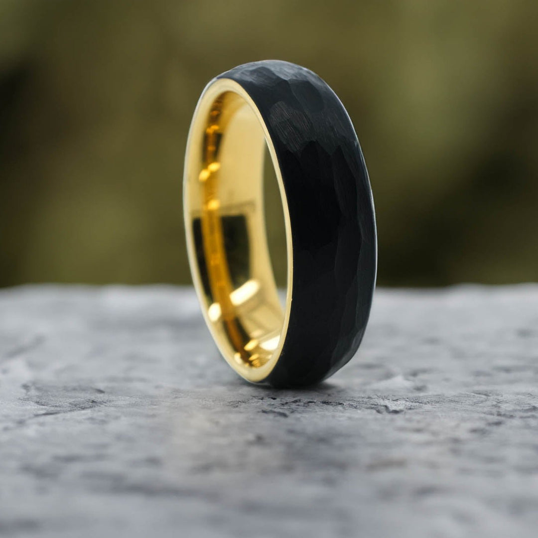 Black Hammered / Yellow Gold Interior - 6mm