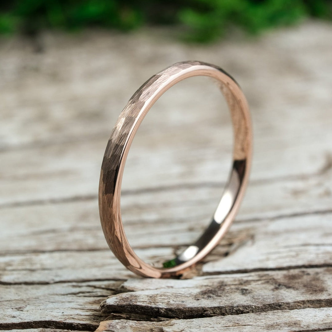 Rose Gold Hammered Band - 2mm
