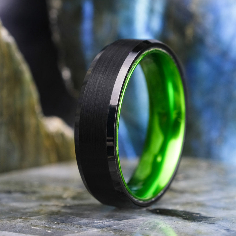 Black Brushed / Polished Green Interior - 6mm