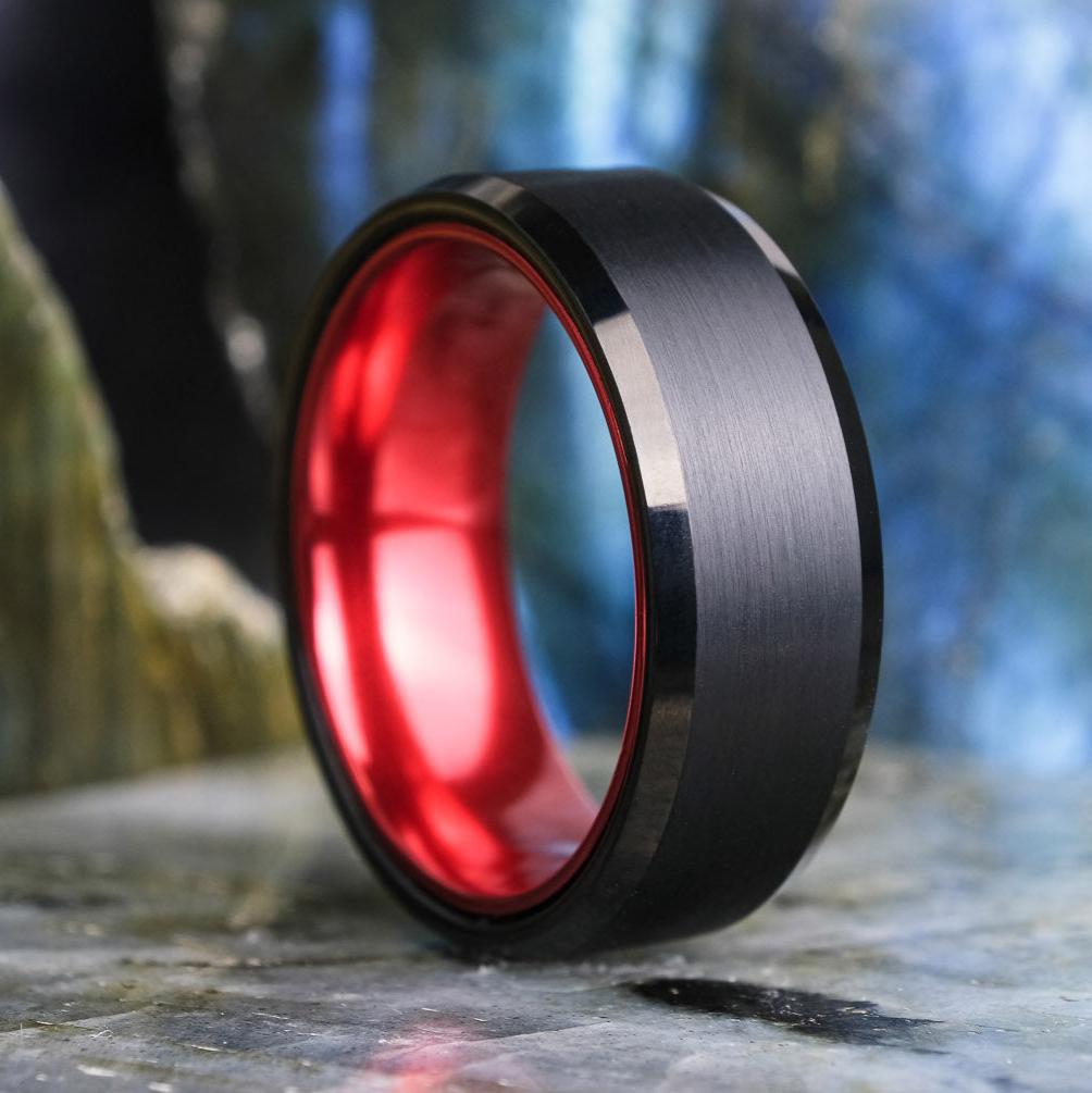 Black Brushed / Polished Red Interior - 8mm