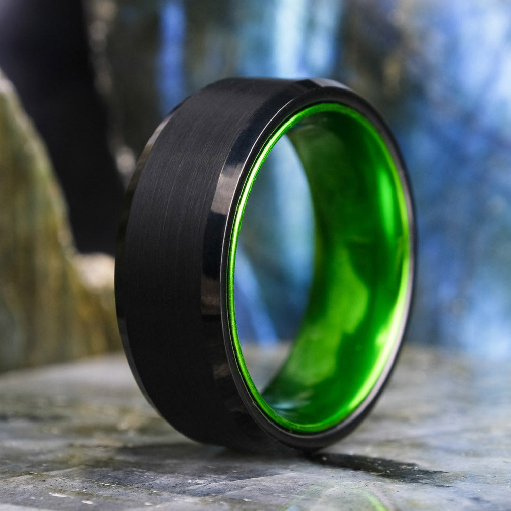 Black Brushed / Polished Green Interior - 8mm