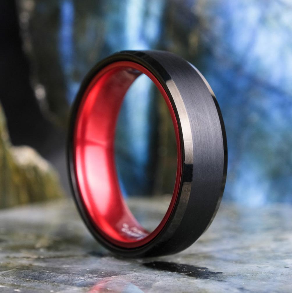 Black Brushed / Polished Red Interior - 6mm
