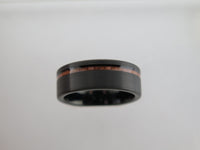 8mm BRUSHED Black Tungsten Carbide Unisex Band with KOA Wood Stripe Inlay