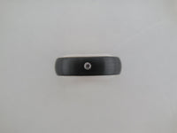 6mm BRUSHED Black Tungsten Carbide Unisex Band with CZ Stone & Rose Gold Interior
