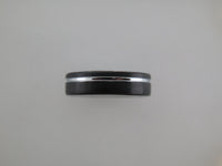 6mm BRUSHED Black Tungsten Carbide Unisex Band with Silver* Stripe & Interior