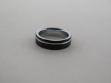 6mm HAMMERED Black Tungsten Carbide Unisex Band with Silver* Stripe & Interior