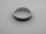 4mm BRUSHED Black Tungsten Carbide Unisex Band with Silver* Stripe & Interior
