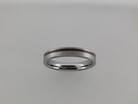 4mm BRUSHED Silver* Tungsten Carbide Unisex Band with KOA Wood Stripe Inlay