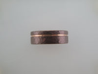 8mm HAMMERED Mocha Brown Tungsten Carbide Unisex Band With Rose Gold* Stripe & Interior