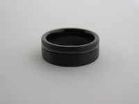 8mm BRUSHED Black Tungsten Carbide Unisex Band With Stripe