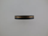 4mm BRUSHED Black Tungsten Carbide Unisex Band with Yellow Gold* Stripe