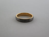 4mm Hammered Silver* Tungsten Carbide Unisex Band With Yellow Gold* Interior