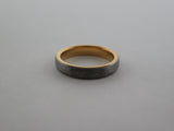 4mm Hammered Silver* Tungsten Carbide Unisex Band With Yellow Gold* Interior