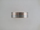 8mm BRUSHED Tungsten Carbide Unisex Band with Rose Gold* Stripe and Interior